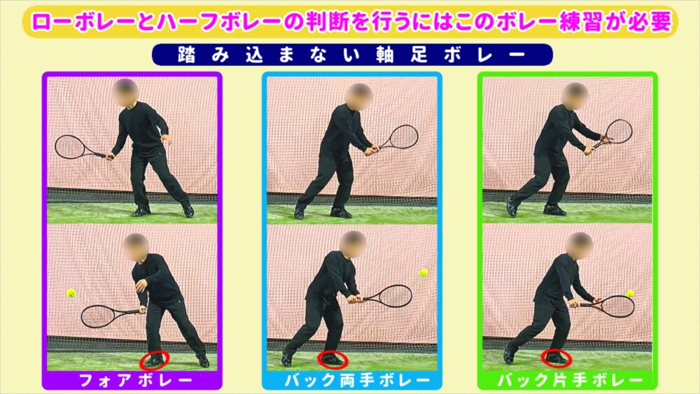 踏み込まない軸足ボレー