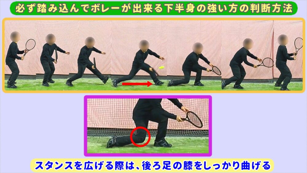必ず踏み込んでボレーが出来る下半身の強い方の判断方法